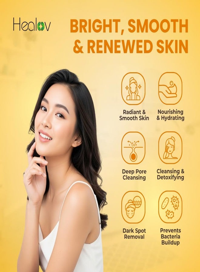 Healov Turmeric Body Wash – Natural Skin Brightening Soap for Dark Spots & Hyperpigmentation – Exfoliating Turmeric Face & Body Wash for Scars, Glow & Gentle Daily Cleansing – Plant-Based Liquid Bath Soap - Image 4